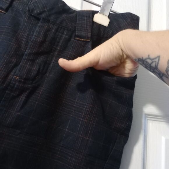 Free People Womens Size 0 Plaid Midi Pencil Skirt Blue/Tan‎ - Picture 4 of 6